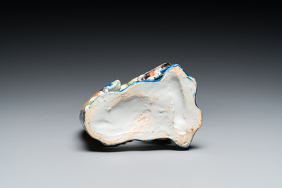 Mod&egrave;le d'un coq en fa&iuml;ence polychrome de Delft, 18&egrave;me