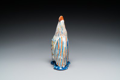 Mod&egrave;le d'un coq en fa&iuml;ence polychrome de Delft, 18&egrave;me