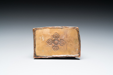 A Sino-Tibetan gilt and silvered copper alloy Medicine Buddha or Bhaishajyaguru, 19th C.