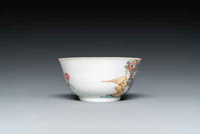 Tasse et soucoupe en porcelaine de Chine famille rose aux armes de Henri van Isselmuden et Anne van Haersolte pour le march&eacute; hollandais, Qianlong