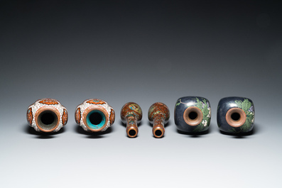 Drie paar Japanse cloisonn&eacute; vazen, Meiji, 19/20e eeuw
