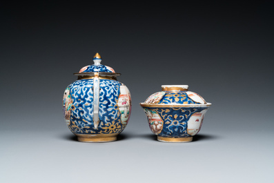 A Chinese famille rose 18-piece 'mandarin subject' tea service, Qianlong