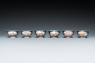 A Chinese famille rose 18-piece 'mandarin subject' tea service, Qianlong