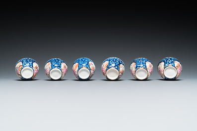 A Chinese famille rose 18-piece 'mandarin subject' tea service, Qianlong