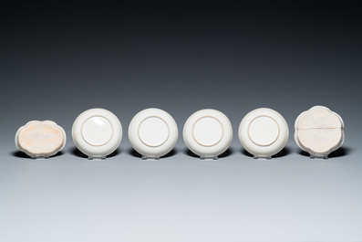 A Chinese famille rose 18-piece 'mandarin subject' tea service, Qianlong