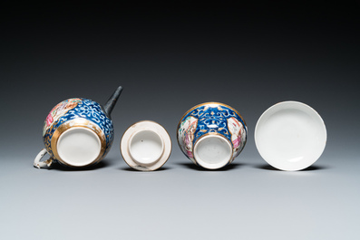 A Chinese famille rose 18-piece 'mandarin subject' tea service, Qianlong