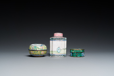 Four Chinese Canton enamel pieces, Qianlong and later