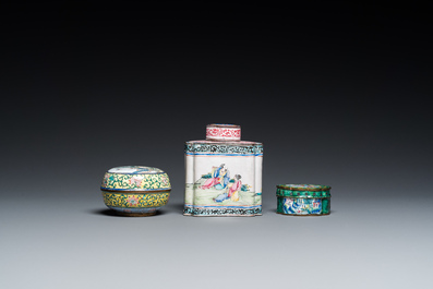 Four Chinese Canton enamel pieces, Qianlong and later