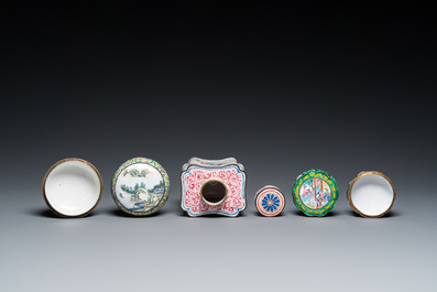 Four Chinese Canton enamel pieces, Qianlong and later