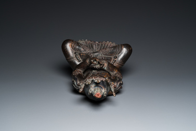 A large Sino-Tibetan gilt-lacquered bronze Budddha, 19/20th C.