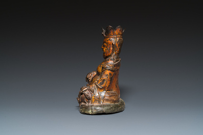 A Chinese gilt bronze crowned Buddha, Ming