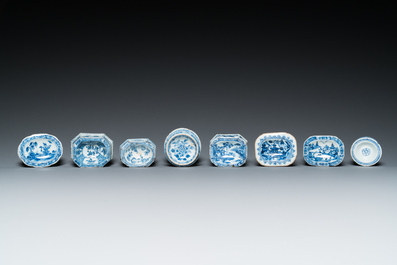 Eight Chinese blue and white salts, Kangxi and later