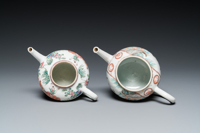 Cinq th&eacute;i&egrave;res en porcelaine de Chine famille rose, Yongzheng/Qianlong