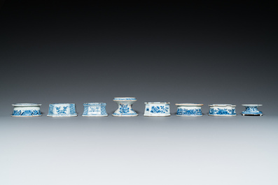Eight Chinese blue and white salts, Kangxi and later
