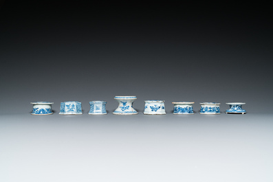 Eight Chinese blue and white salts, Kangxi and later