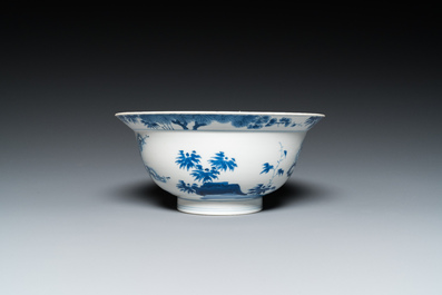 A Chinese blue and white bowl with cherry blossom design, Kangxi
