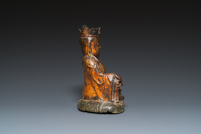 A Chinese gilt bronze crowned Buddha, Ming