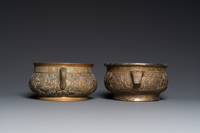 Two Chinese bronze censers, Xuande marks, 19/20th C.