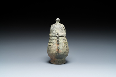 A Chinese bronze 'you' ritual wine ewer, Zhou, ca. 11th-9th C. b.C.