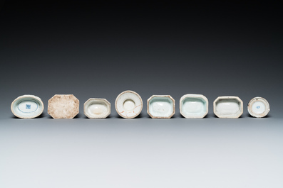 Eight Chinese blue and white salts, Kangxi and later