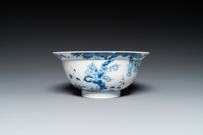 A Chinese blue and white bowl with cherry blossom design, Kangxi