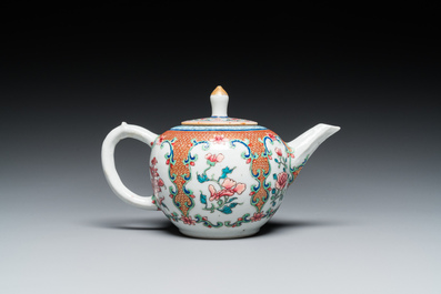 A fine Chinese famille rose teapot and cover, Yongzheng