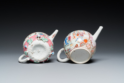 Cinq th&eacute;i&egrave;res en porcelaine de Chine famille rose, Yongzheng/Qianlong
