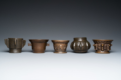 Five bronze mortars, France, Spain and Ottoman Turkey, 16/17th C.