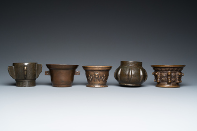 Five bronze mortars, France, Spain and Ottoman Turkey, 16/17th C.