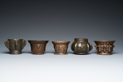 Five bronze mortars, France, Spain and Ottoman Turkey, 16/17th C.