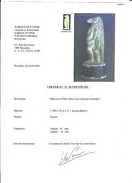 Une sculpture d'Osiris en pierre verte, une de Thot en fritte verte et une scarab&eacute;e en st&eacute;atite, Egypte, Nouvel Empire &agrave; p&eacute;riode ptol&eacute;ma&iuml;que