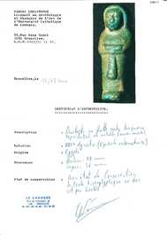 Six oushebtis en fritte &eacute;maill&eacute;e verte et turquoise, Egypte, Basse &eacute;poque