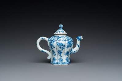 A Chinese blue and white teapot with a phoenix-shaped spout, Kangxi