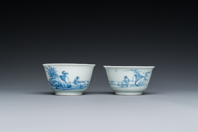 Two fine Chinese blue and white cups, Yongzheng