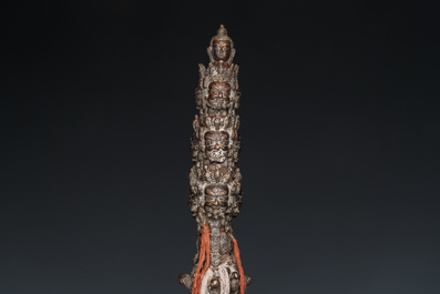 A large bronze phurba, Tibet, 19th C.