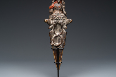 A large bronze phurba, Tibet, 19th C.