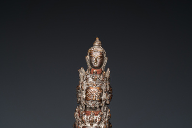 A large bronze phurba, Tibet, 19th C.