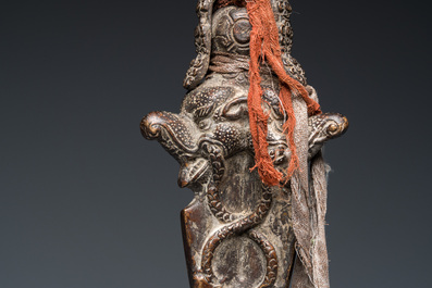 A large bronze phurba, Tibet, 19th C.