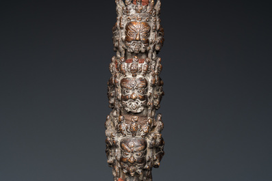 A large bronze phurba, Tibet, 19th C.