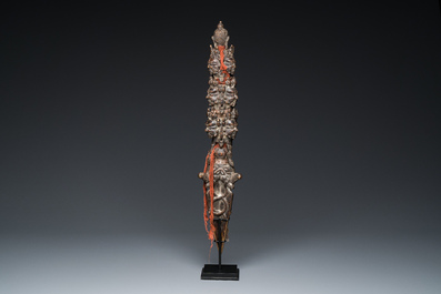 A large bronze phurba, Tibet, 19th C.