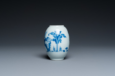 Een Chinese blauw-witte theebus, Kangxi