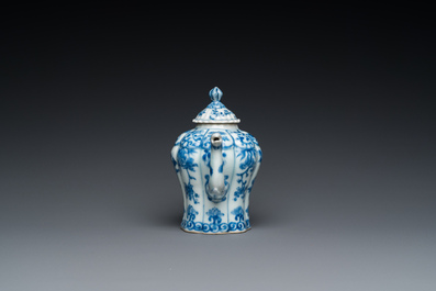 A Chinese blue and white teapot with a phoenix-shaped spout, Kangxi