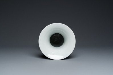 A Chinese blue and white 'yenyen' vase with figures in a landscape, 19/20th C.