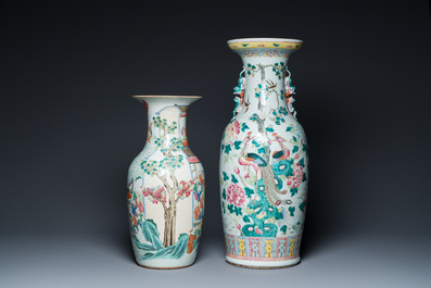 Two Chinese famille rose vases, 19th C.