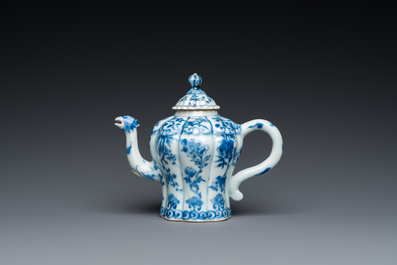 A Chinese blue and white teapot with a phoenix-shaped spout, Kangxi