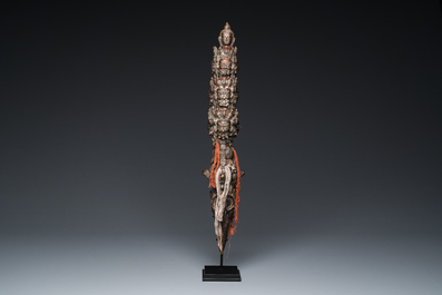 A large bronze phurba, Tibet, 19th C.