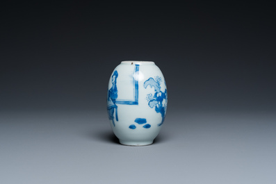 Een Chinese blauw-witte theebus, Kangxi