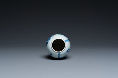 Een Chinese blauw-witte theebus, Kangxi