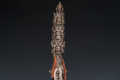 A large bronze phurba, Tibet, 19th C.