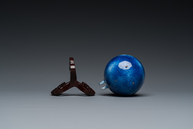 A Chinese powder-blue-glazed bird feeder with a dragon, 19th C.